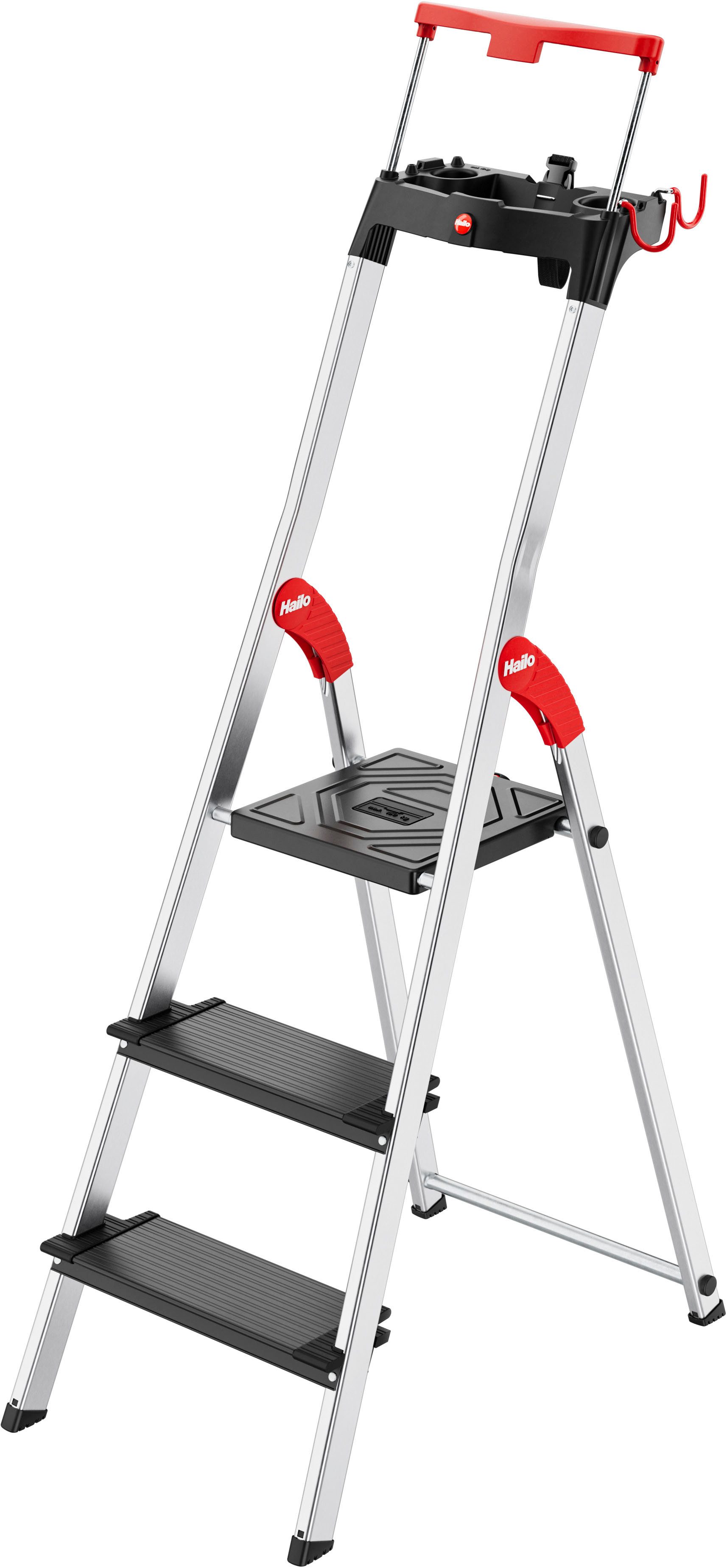 Hailo Stehleiter L100 TopLine, Alu-Sicherheits-Stehleiter 3 Stufen