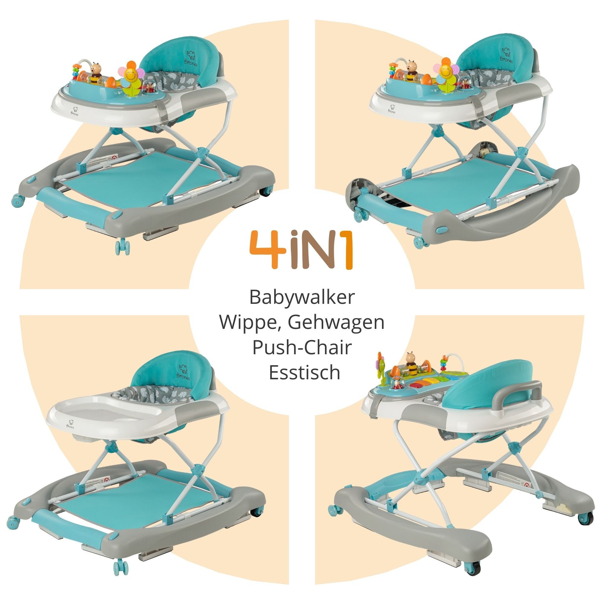 Bronea Lauflernhilfe 4-in-1 Lauflernwagen Gehfrei Baby Schaukel Lauflernhil günstig online kaufen