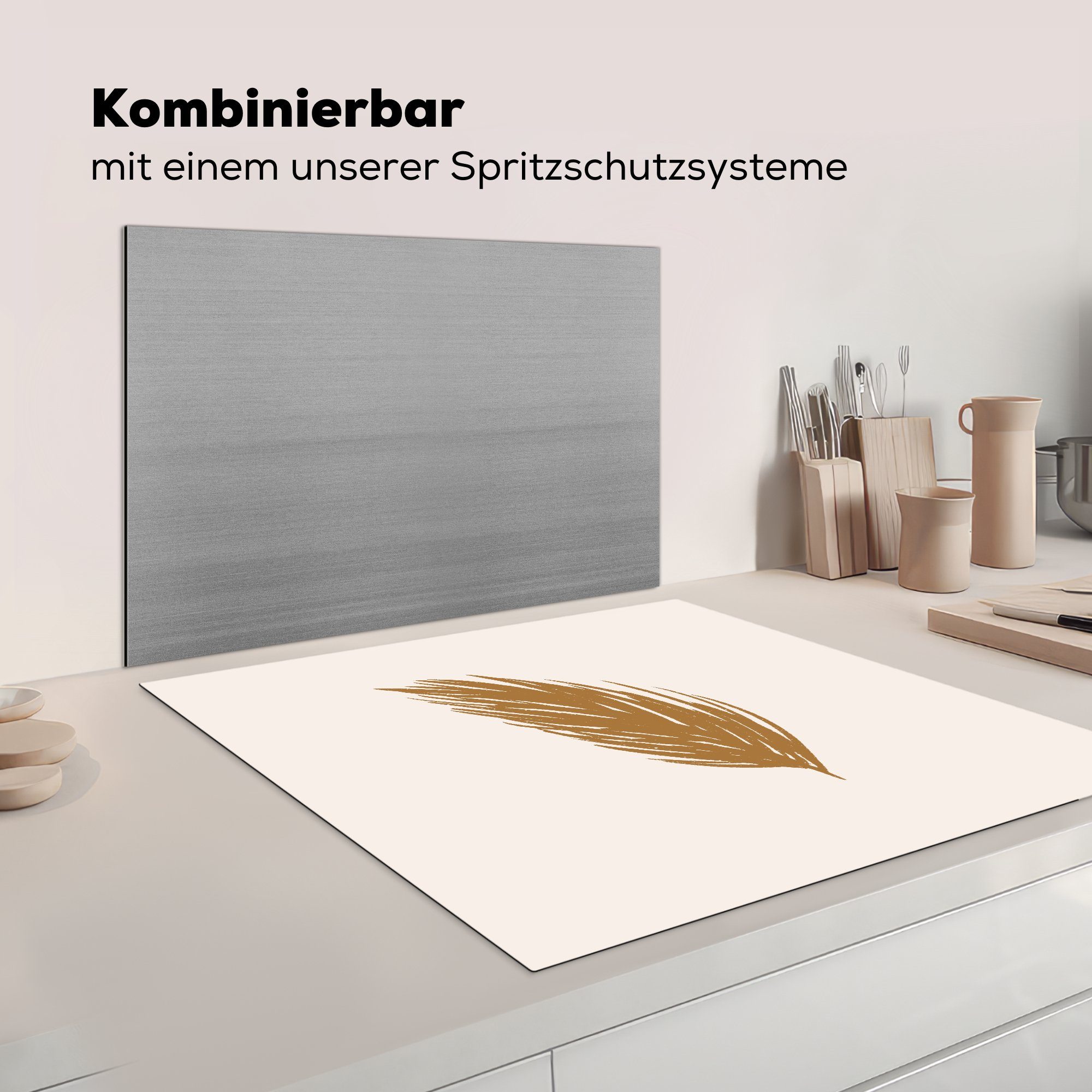 Tiere, cm, - Sommer für 78x78 (1 küche tlg), MuchoWow Herdblende-/Abdeckplatte Arbeitsplatte Federn Vinyl, Ceranfeldabdeckung, -