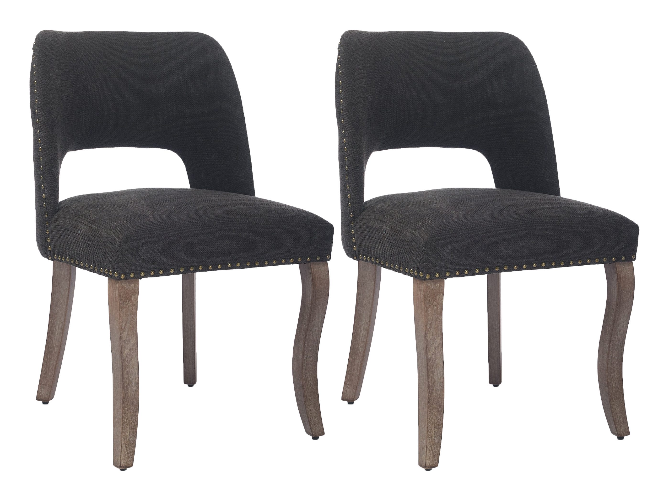 SeedWave Esszimmerstuhl 2er Set Küchenstuhl Chenillebezug Polsterstuhl mit Nieten & Holzbeinen, Gepolstersitz füllt mit Schwamm, Federn