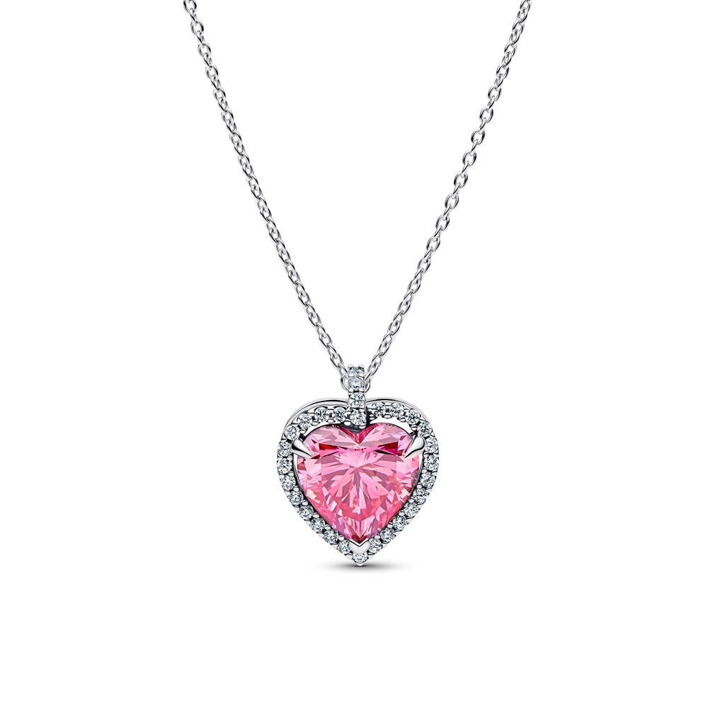Pandora Kette mit Anhänger PANDORA Timeless Herzkette für Damen Sterlingsilber, Zirkonia