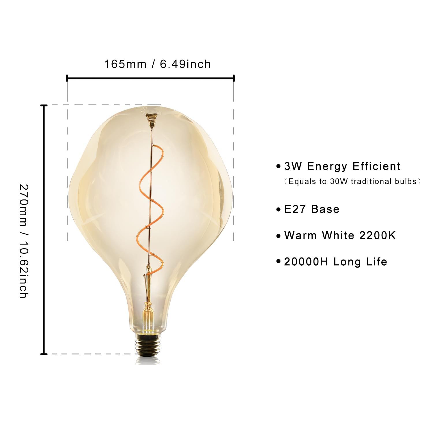 Nettlife LED-Leuchtmittel E27 4W 2200K Große Goldfarbe Dekorative Beleuchtung, E27, Warmweiß, für Kronleuchter, Wandleuchter, Tischlampe – Bild 5 von 5
