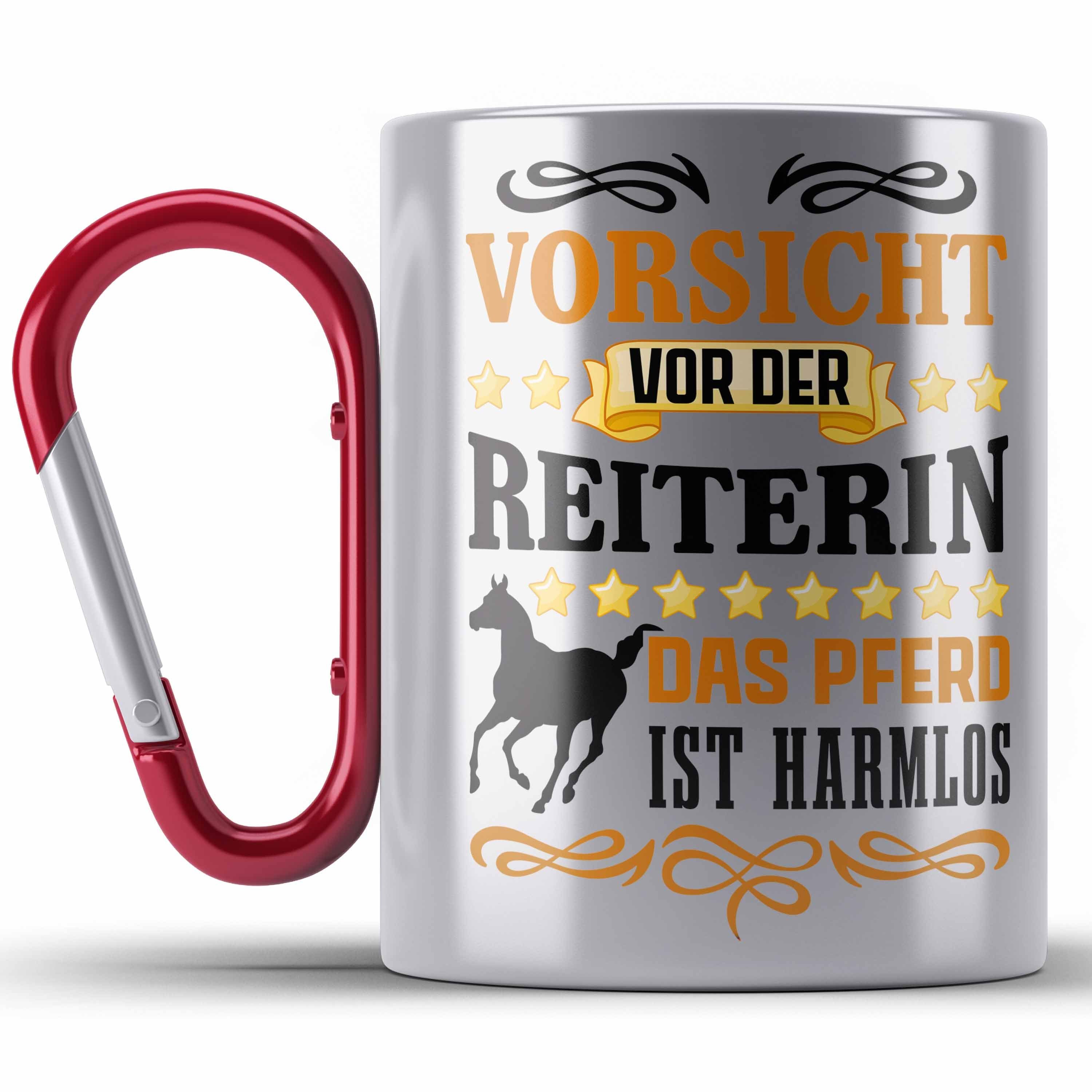 Reiten Thermotasse Trendation Geschenk Kinde Rot Pferde Tasse Mädchen Edelstahl Reiterin Reiterin