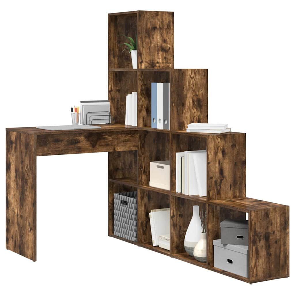 vidaXL Schreibtisch Eckschreibtisch mit Regal Räuchereiche günstig online kaufen