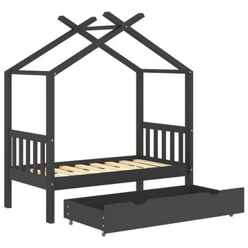 vidaXL Kinderbett Kinderbett mit Schublade Dunkelgrau Massivholz Kiefer 70x140 cm