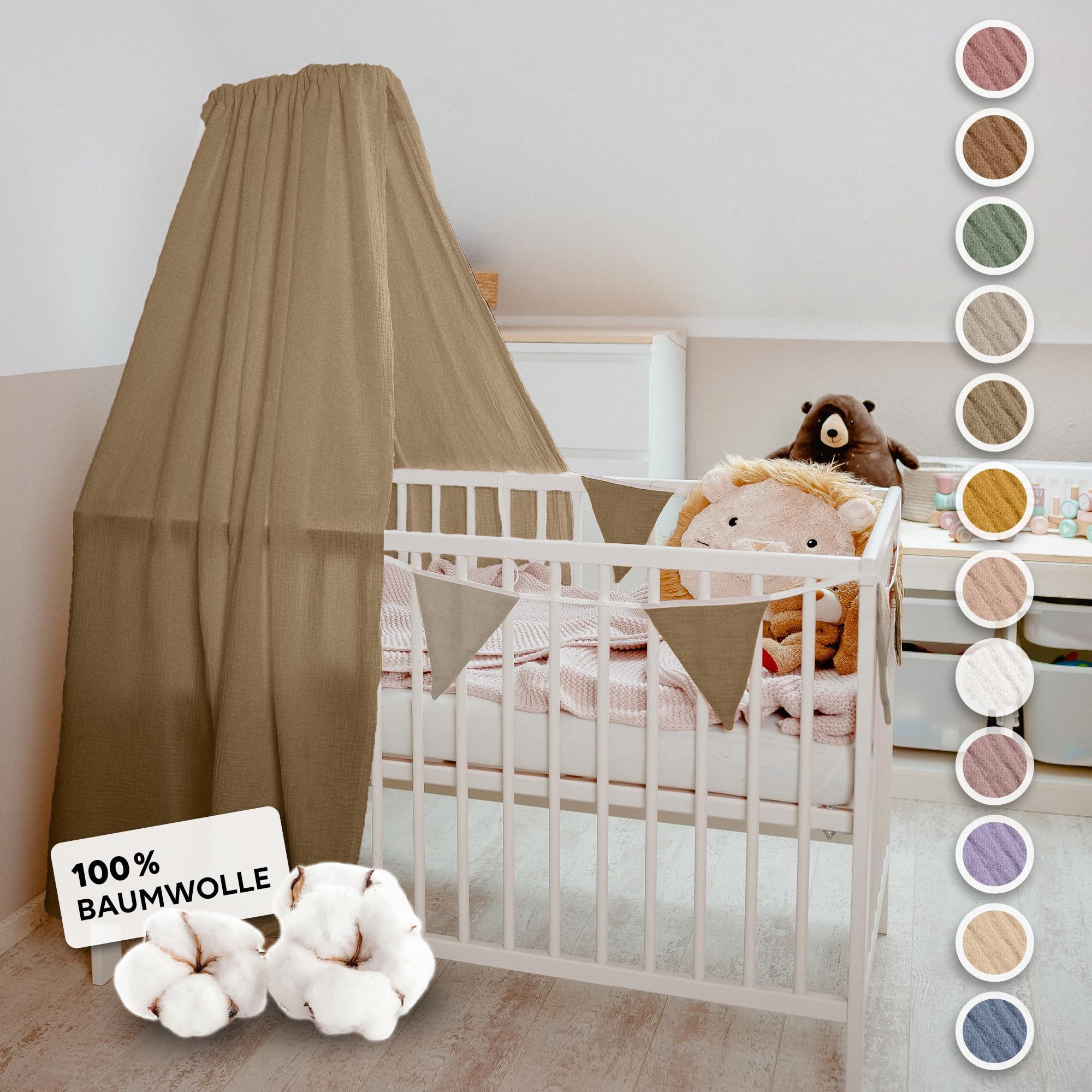 lilimaus Betthimmel Musselin Betthimmel Babybett aus 100% Baumwolle - 12 Farben (1-tlg), Musselin Betthimmel Babybett, handgenäht aus 100% Baumwolle