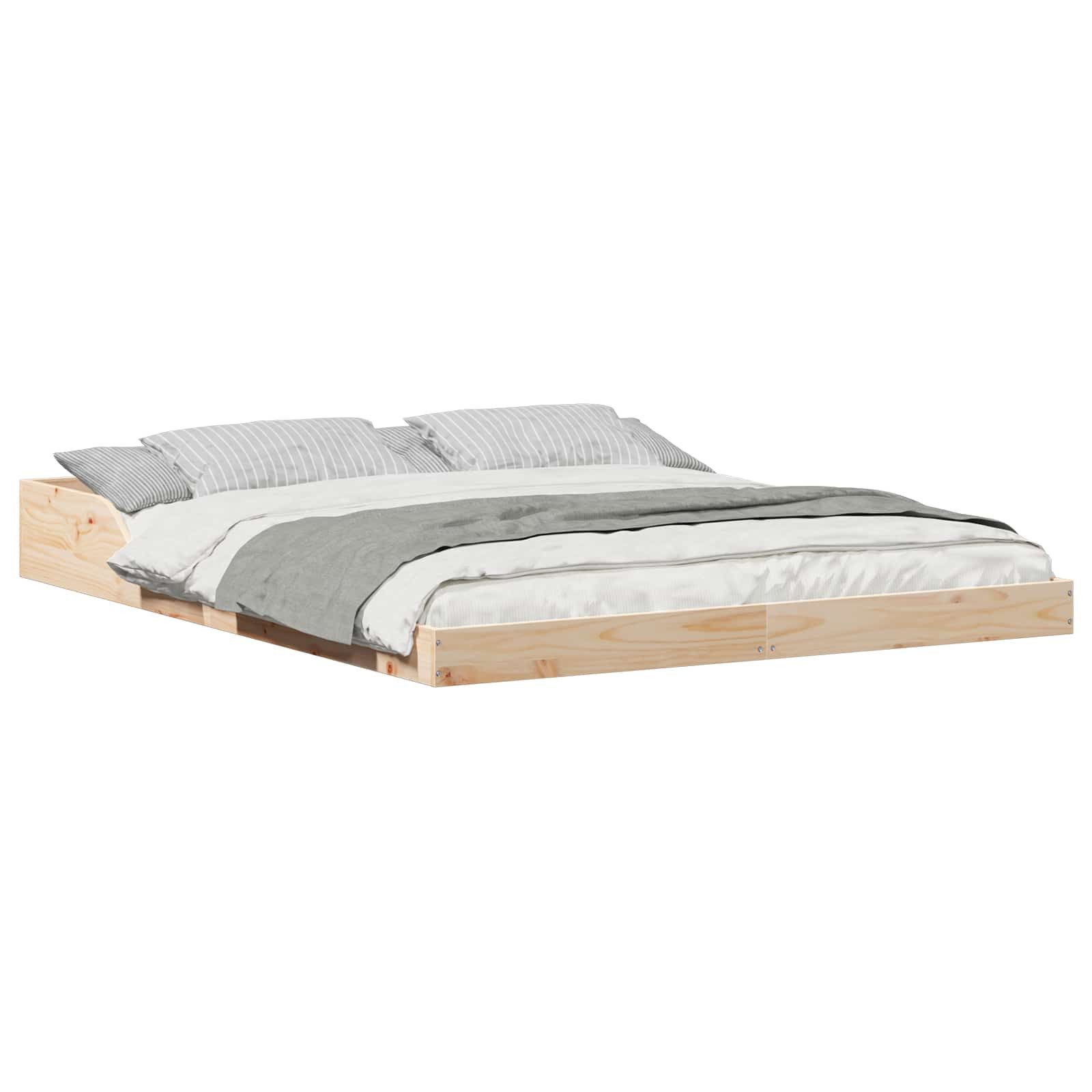 Bett Bettrahmen Braun 140 x 210 cm Massives Kiefernholz