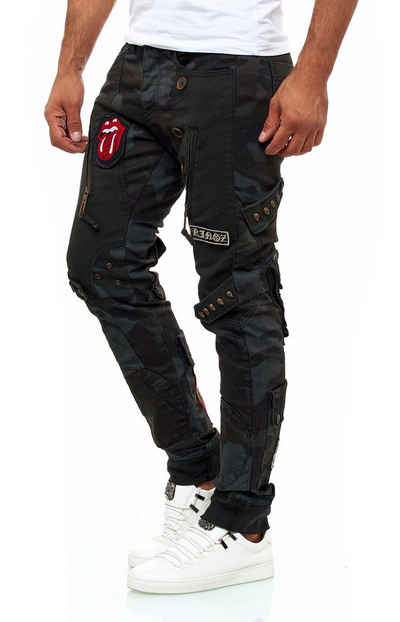KINGZ Bequeme Jeans im stylischen Military-Look