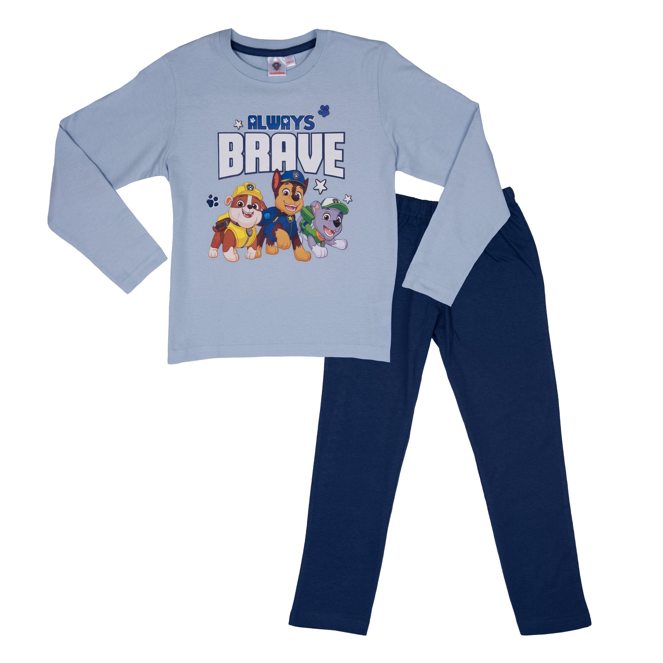United Labels® Brave Blau Jungen Langarm für Patrol - Schlafanzug Paw - Schlafanzug Always
