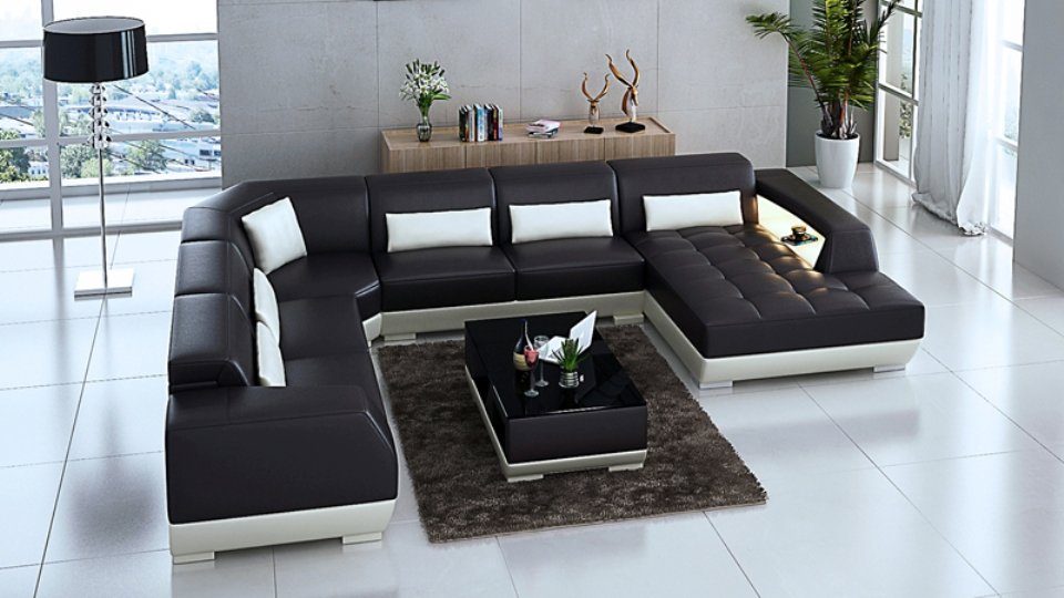 Wohnlandschaft Ledersofa Ecksofa, JVmoebel Couch Design Sofa Eck Ecksofa Modern