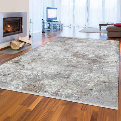 Teppich Abstrakt-klassischer Wollteppich Wohnzimmer beruhigend beige, Teppich-Traum, rechteckig, Höhe: 8 mm