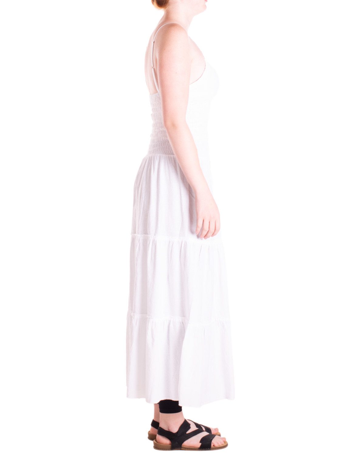 Vishes Maxikleid Damen Kleid Spaghettiträger Smok Stufenrock Baumwolle Alternative Mode, Boho, Hippie, Ethno, Festival