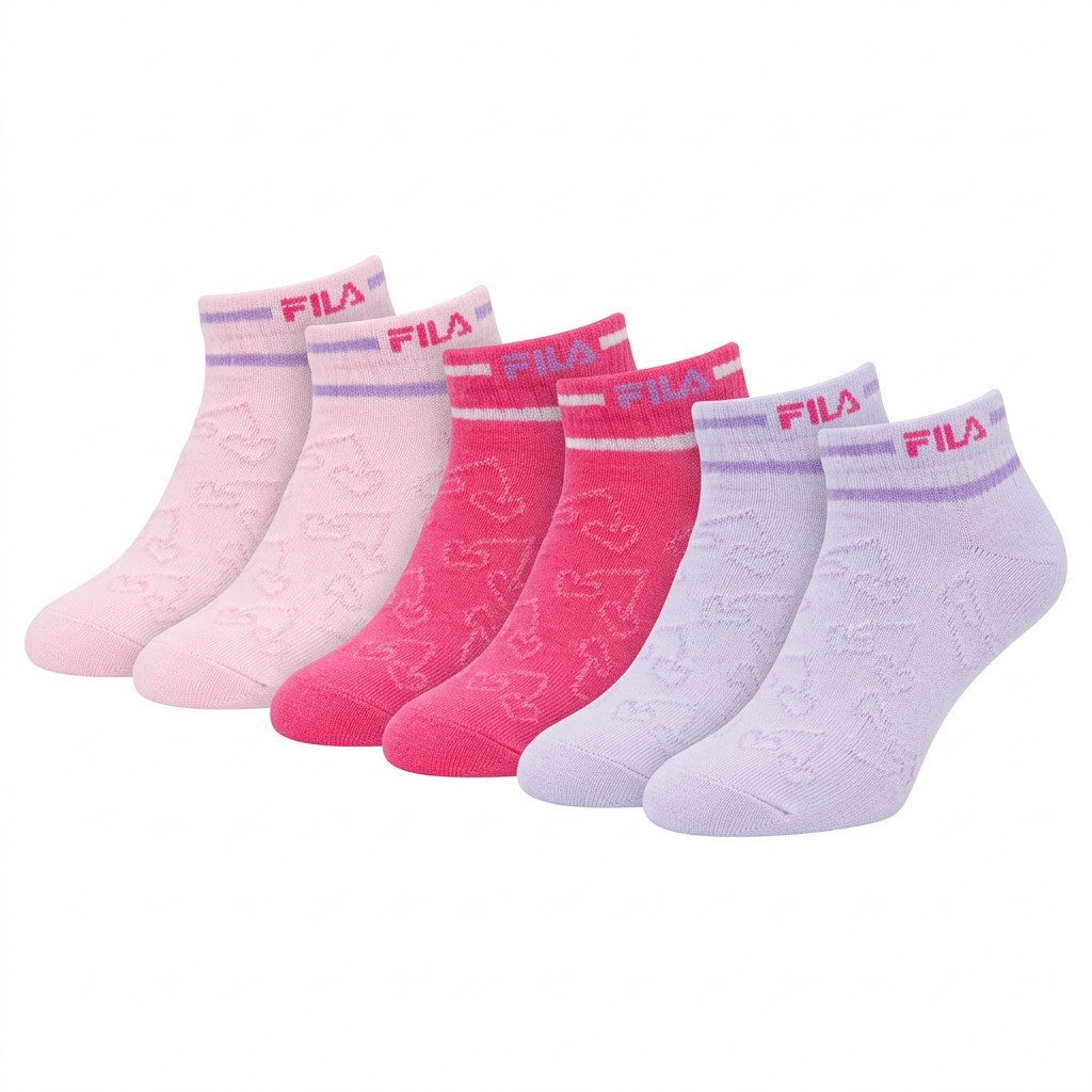 Fila Sneakersocken JUNIOR GIRL NORMAL PLAIN SOCKS (6 Paar) mit Rippenbündchen, Multipack, Cotton-Mix