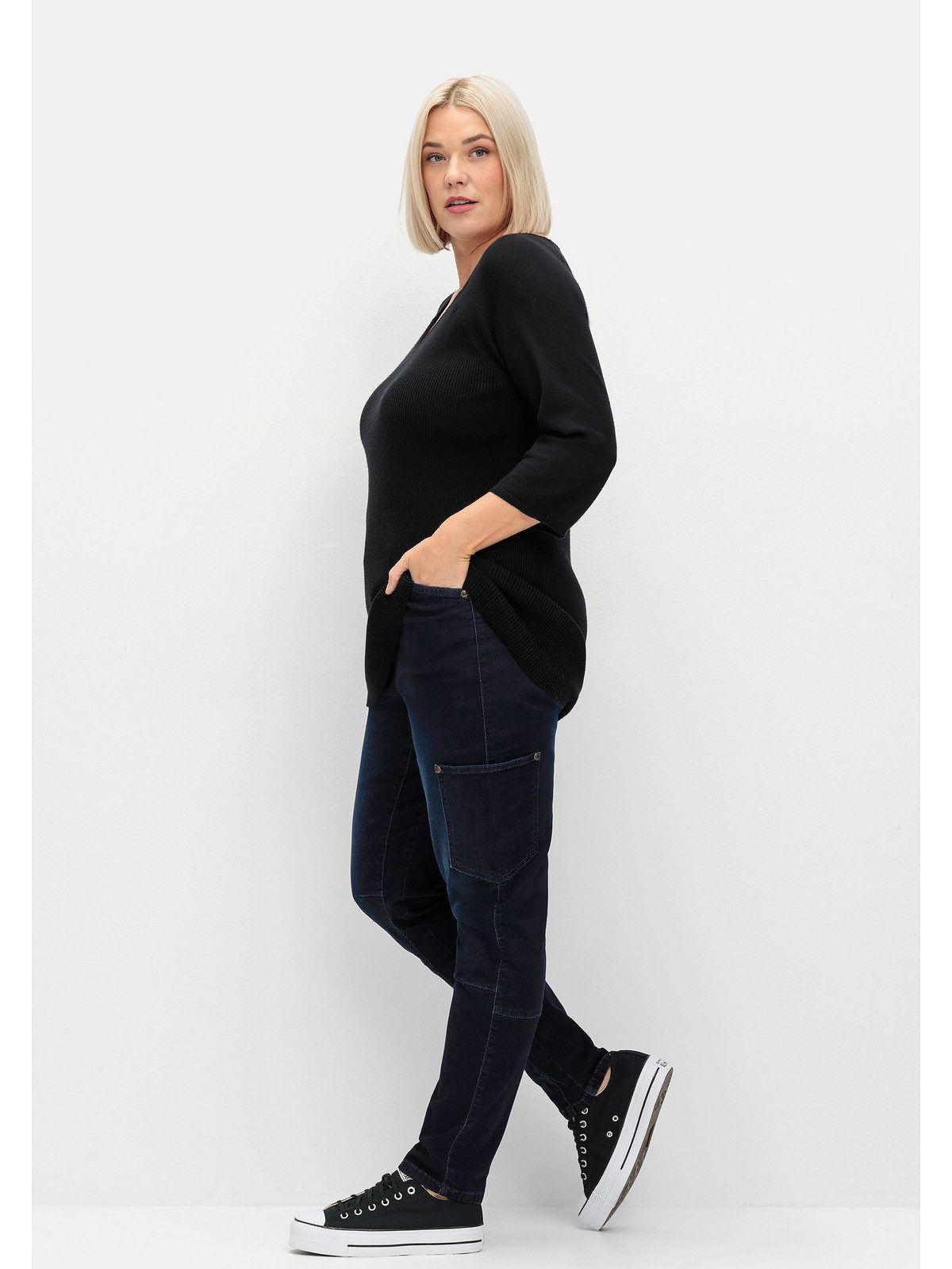 Sheego Stretch-Jeans Große Größen mit Tasche seitlich am Bein