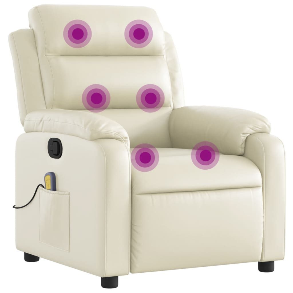 vidaXL Sessel Massagesessel Creme Kunstleder (1-St) günstig online kaufen