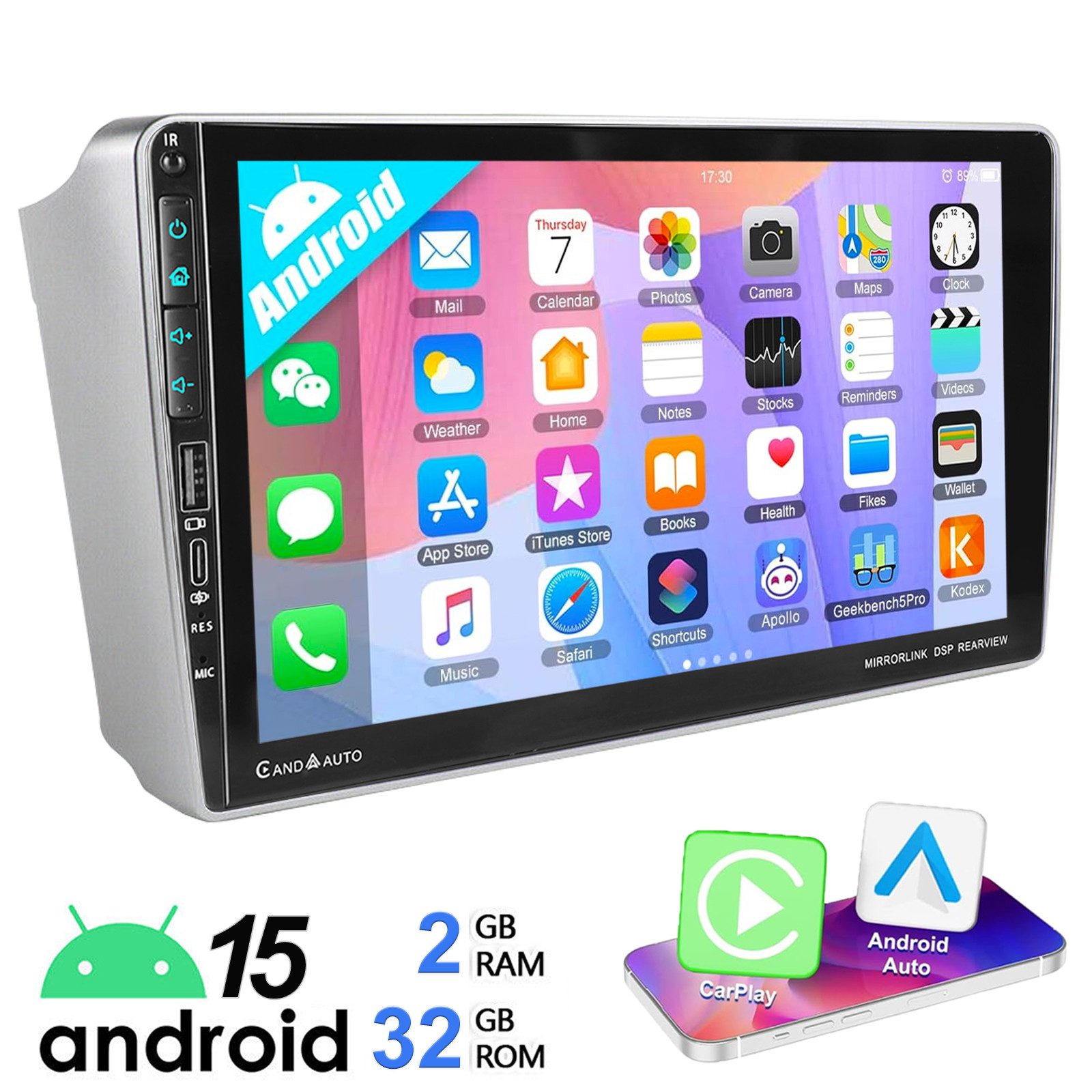 ESSGOO Für Toyota Avensis T25 2002-08 Autoradio Android 15 Carplay Navi WIFI Autoradio (Digitalradio (DAB), 4+64GB(optional), RDS, AM, FM, Carplay Android Auto Bluetooth EQ USB GPS Navi WIFI IPS Touchscreen)