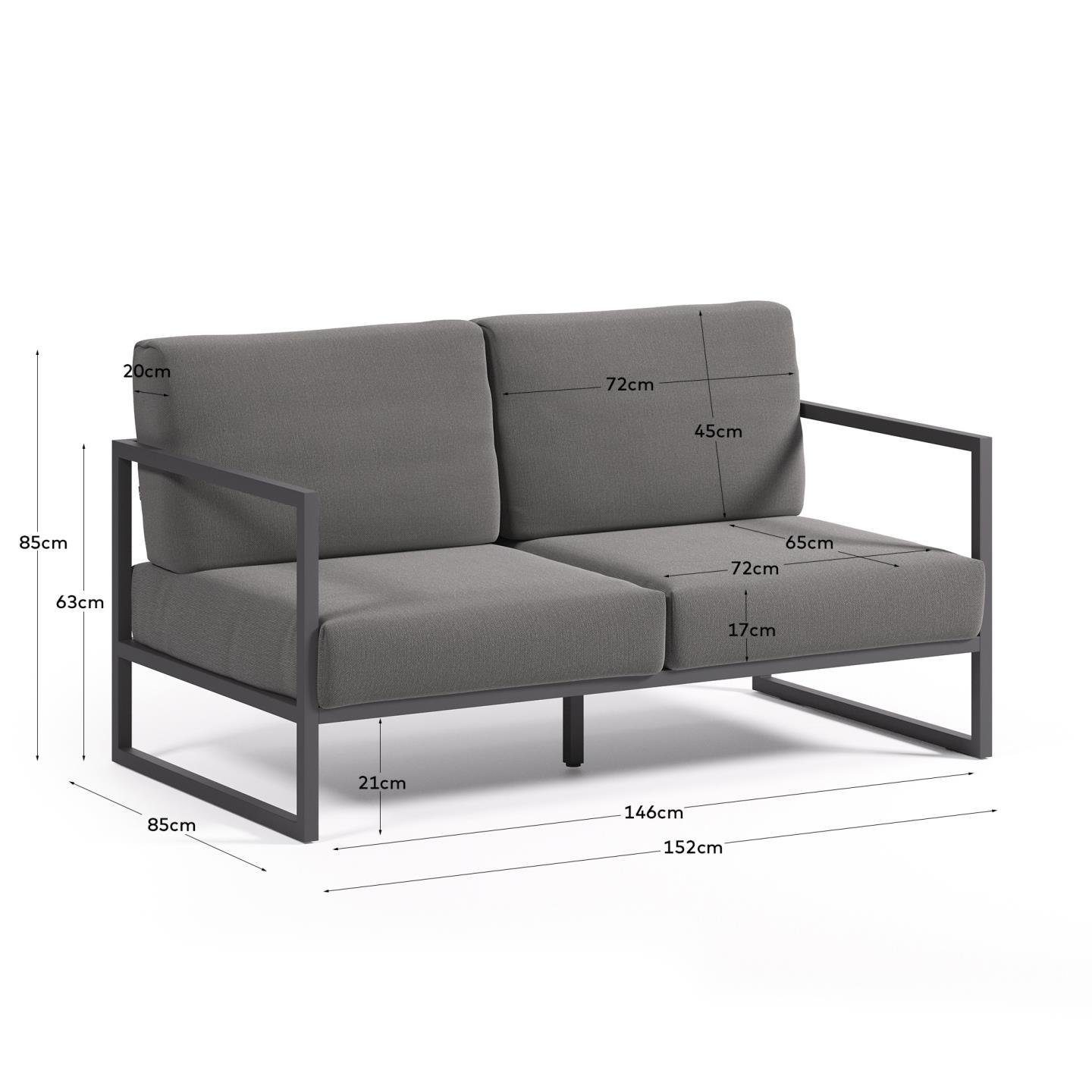 85 x Sitzgarnitur x dunkelgrau Natur24 Sofa cm Outdoor Couch 85 152 Sofa