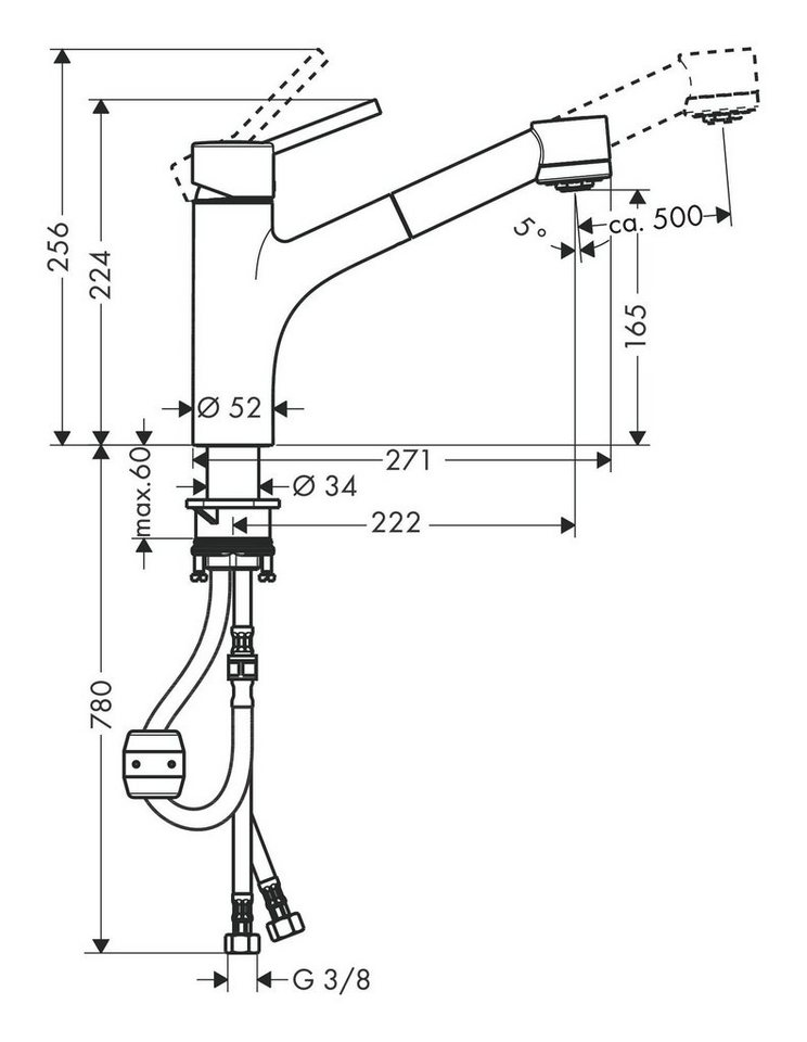 Thumbnail - hansgrohe Küchenarmatur Talis M52 Küchenmischer 170 2jet mit Ausziehbrause