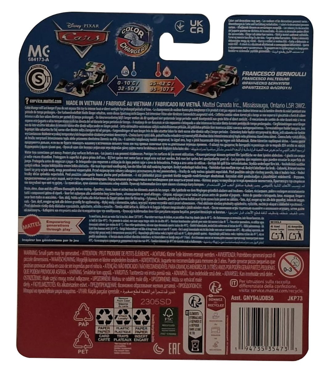 Disney Spielzeug-Auto Mattel JKP73 Disney Pixar Cars - Francesco Bernoulli - Color Changers