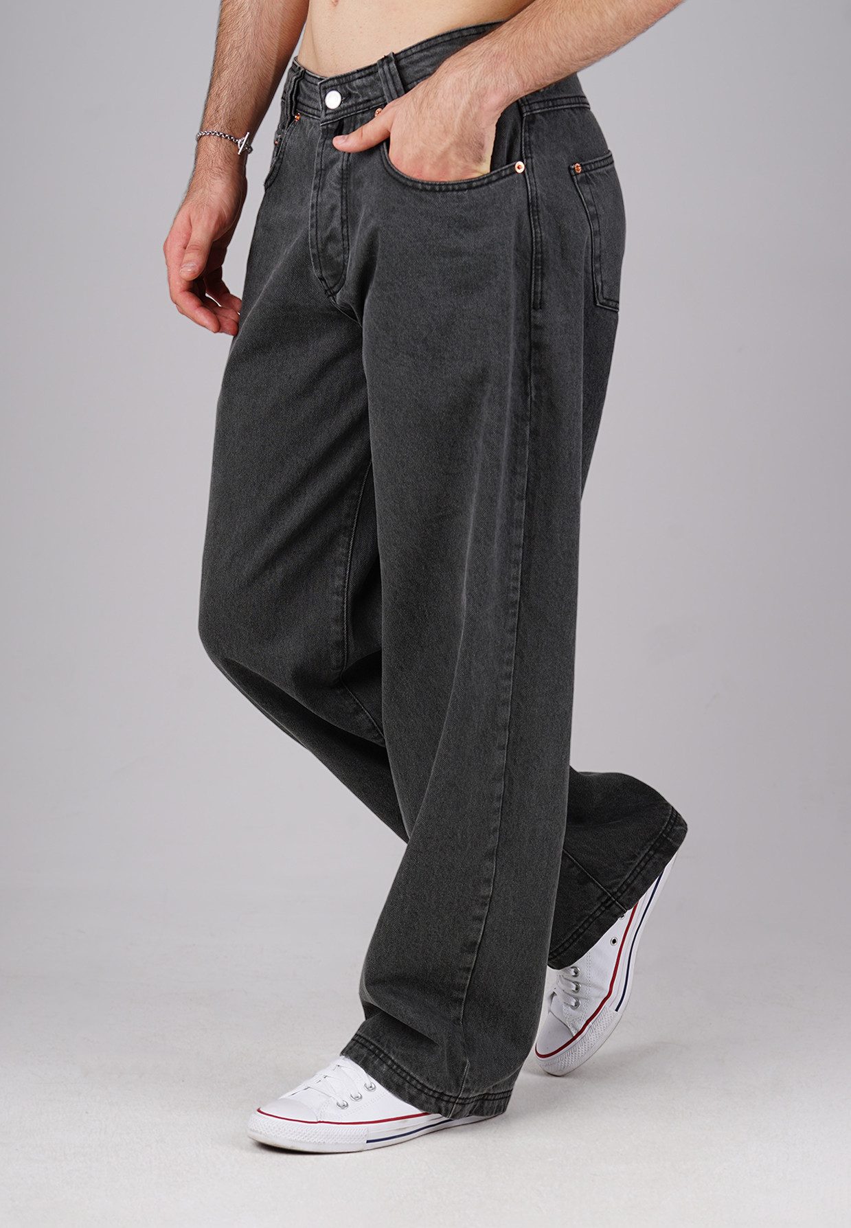 PICALDI Jeans Relax-fit-Jeans Zicco 475 Shadow - Weicher Baggy Fit, Faded Anthracite Grey Stone-Wash (1-tlg) Weicher Baggy Fit