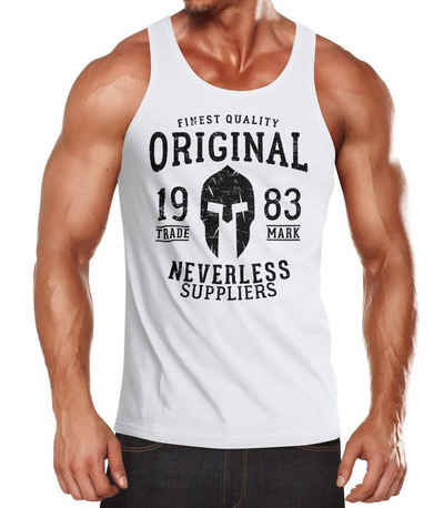 Neverless Tanktop »Herren Tank-Top Original Gladiator Sparta Helm Athletic Vintage Muskelshirt Muscle Shirt Neverless®« mit Print