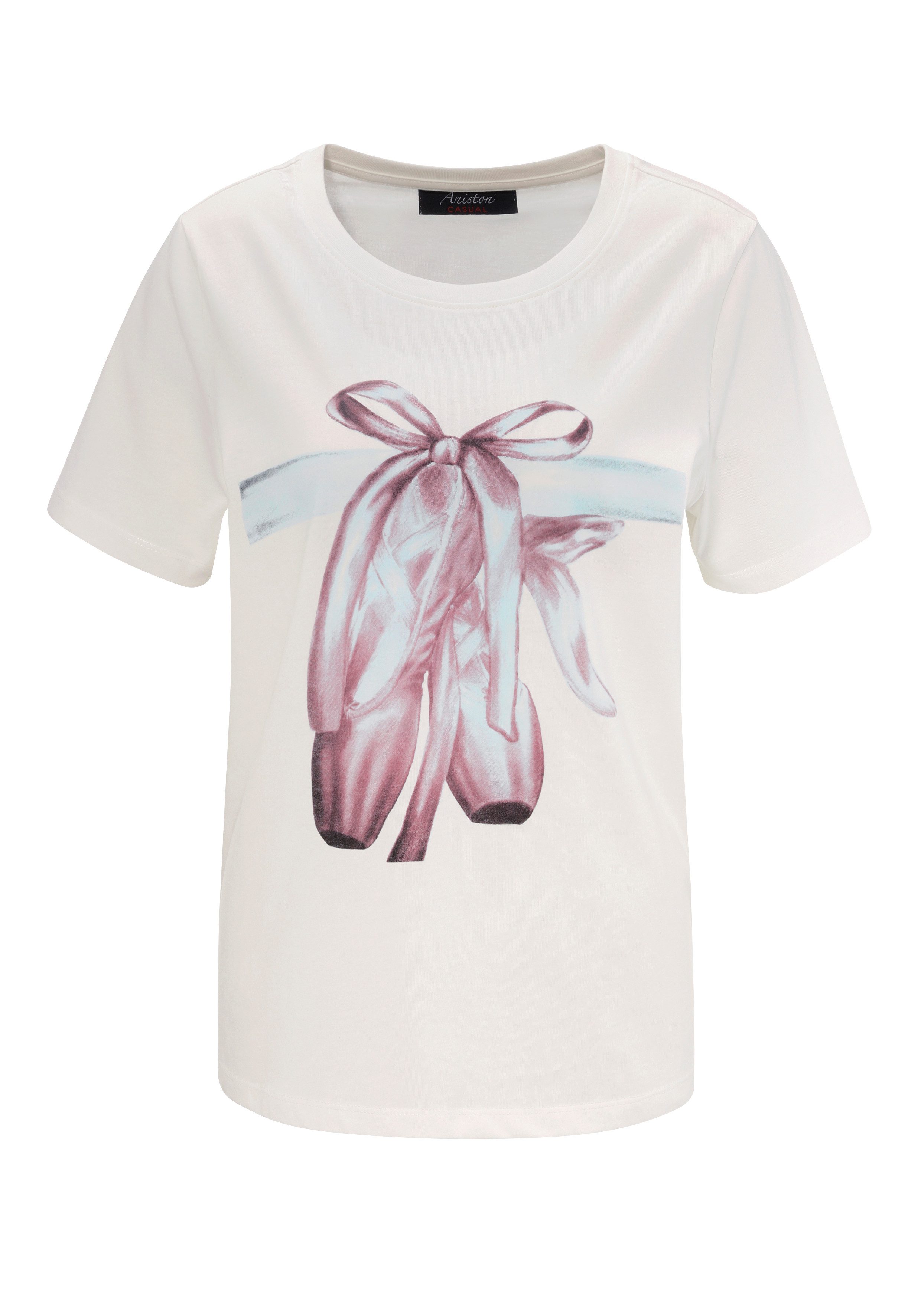 Aniston CASUAL TShirt mit Ballettschuhen verziertem Frontdruck