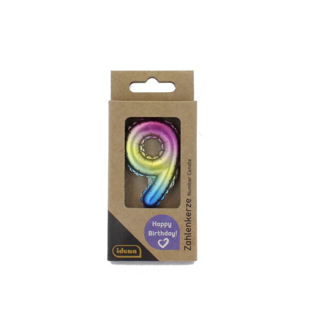 Iden Geburtstagskerze Zahlenkerze 9 metallic bunt