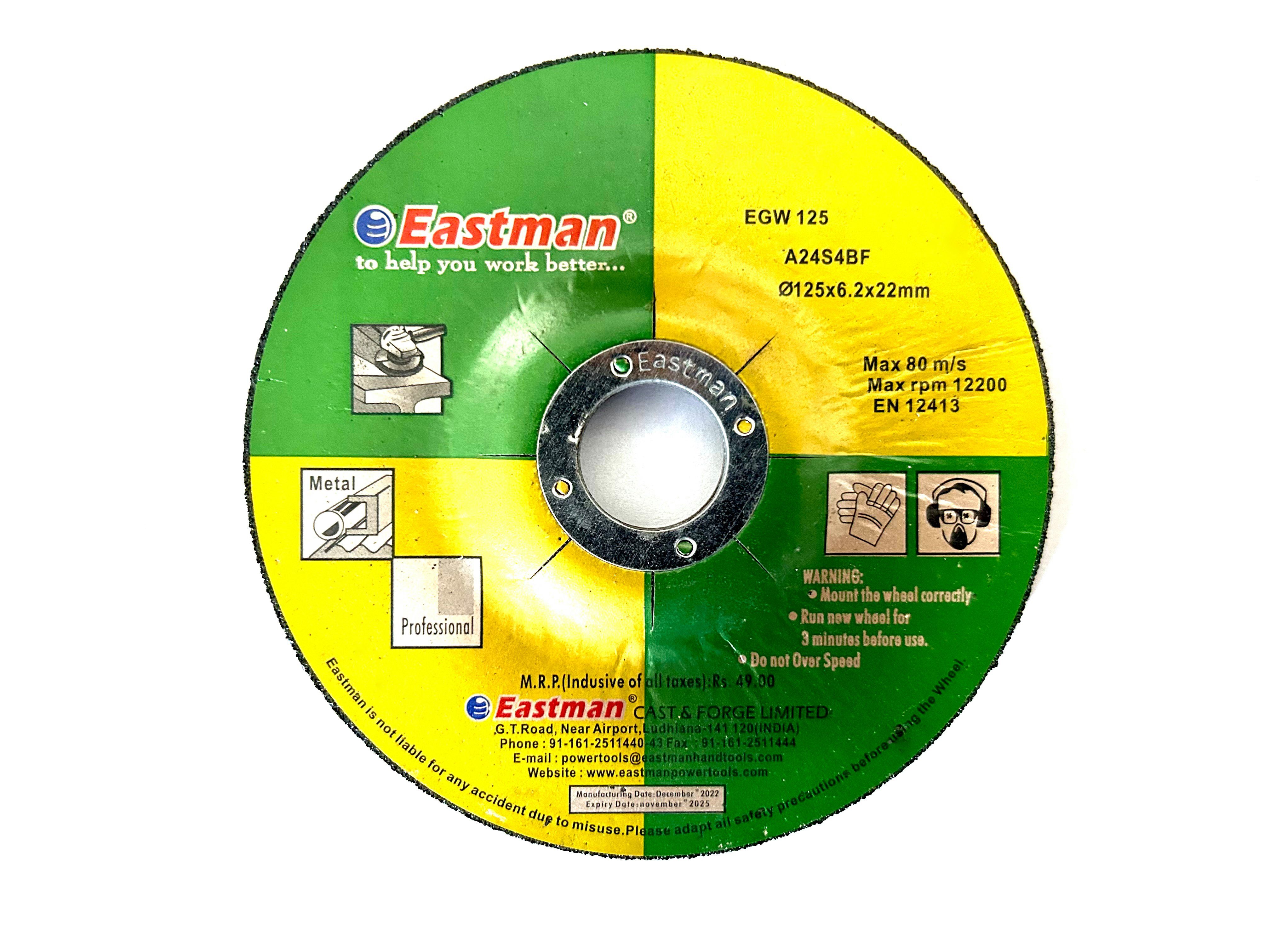 Eastman Schruppscheibe Відрізні диски Schleifscheiben 125mm Metall Stahl Edelstahl 125 X 6,2mm, (für Trenn- oder Winkelschleifer, Schleifmopteller, Schleifscheiben, Für Stahl & NE-Metall, 125 Metall Stahl Edelstahl für Winkelschleifer)