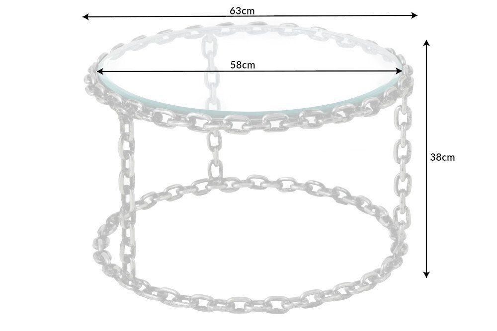 riess-ambiente Couchtisch CHAINS 65cm transparent · · Industrial Glas · Wohnzimmer Metall · silber · / (Einzelartikel, Kettengestell 1-St), Handarbeit