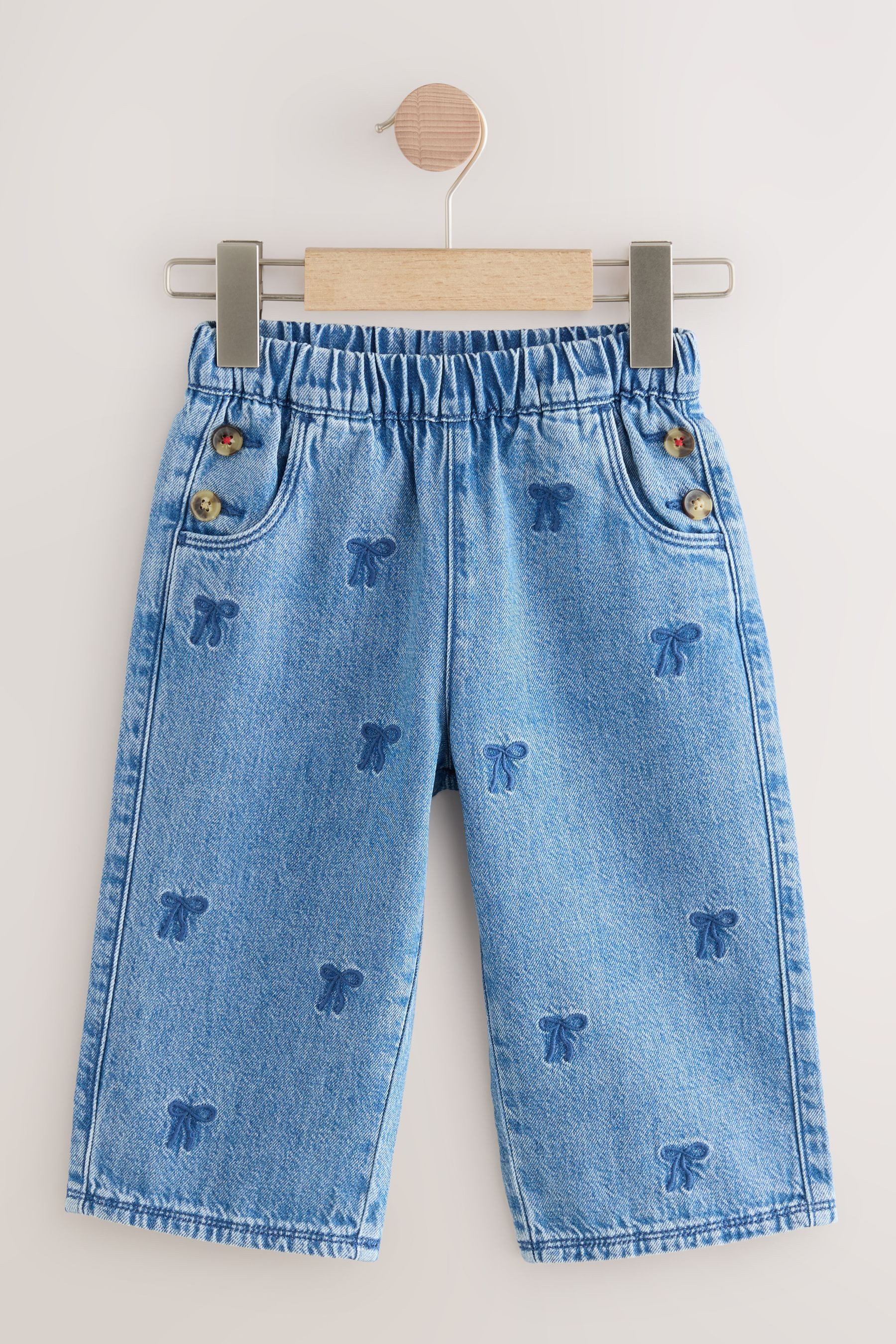Next stretch waist jeans with bow embroidery (1-piece)