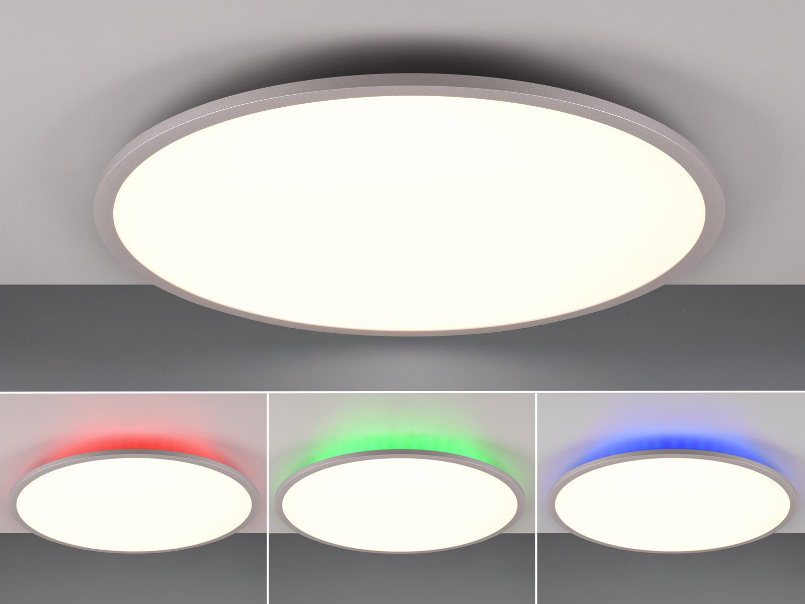 TRIO Leuchten LED Deckenleuchte mit Tageslicht & Fernbedienung Ø 60cm, Dimmfunktion Farbwechsel, LED fest integriert, stufenlos dimmbar über Fernbedienung, Warmweiß, Neutralweiß, Tageslichtweiß, Tageslicht-Lampe flach mit indirekter Beleuchtung für Decke