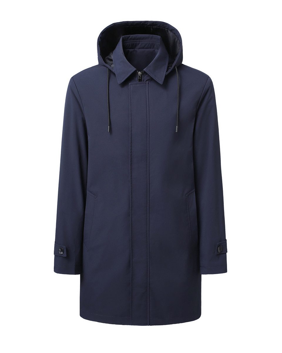 Allthemen Trenchcoat Herren vielseitiger Trenchcoat im unifarben mit Reverskragen
