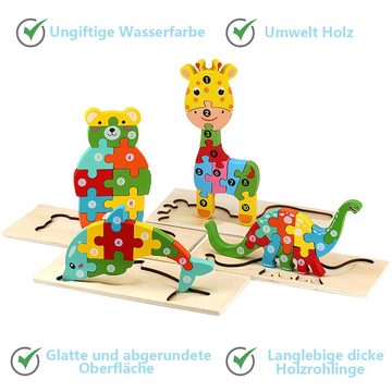 Juoungle Lernspielzeug Holzpuzzle für Kleinkinder, lernendes pädagogisches Spielzeug
