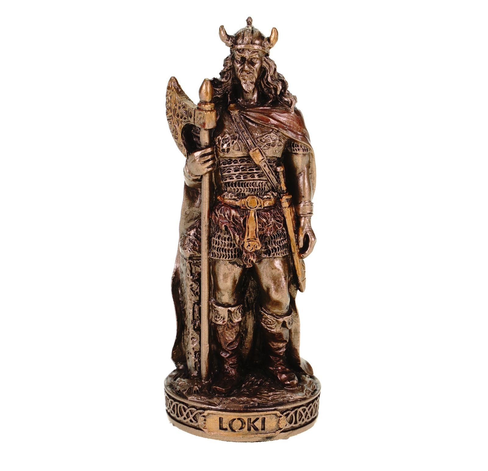 Dekofigur Miniatur Figur germanischer Gott Loki- bronzef. handbemalt by Veronese
