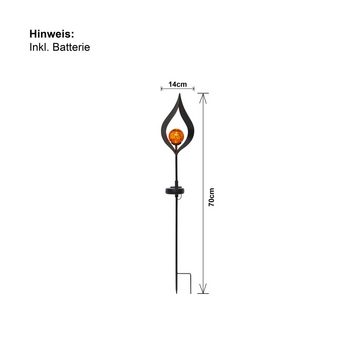 STAR TRADING LED Dekolicht Solar-Erdspieß Melilla, flammenförmig, 70x14cm, Solar-Erdspieß Melilla, flammenförmig, 70x14cm