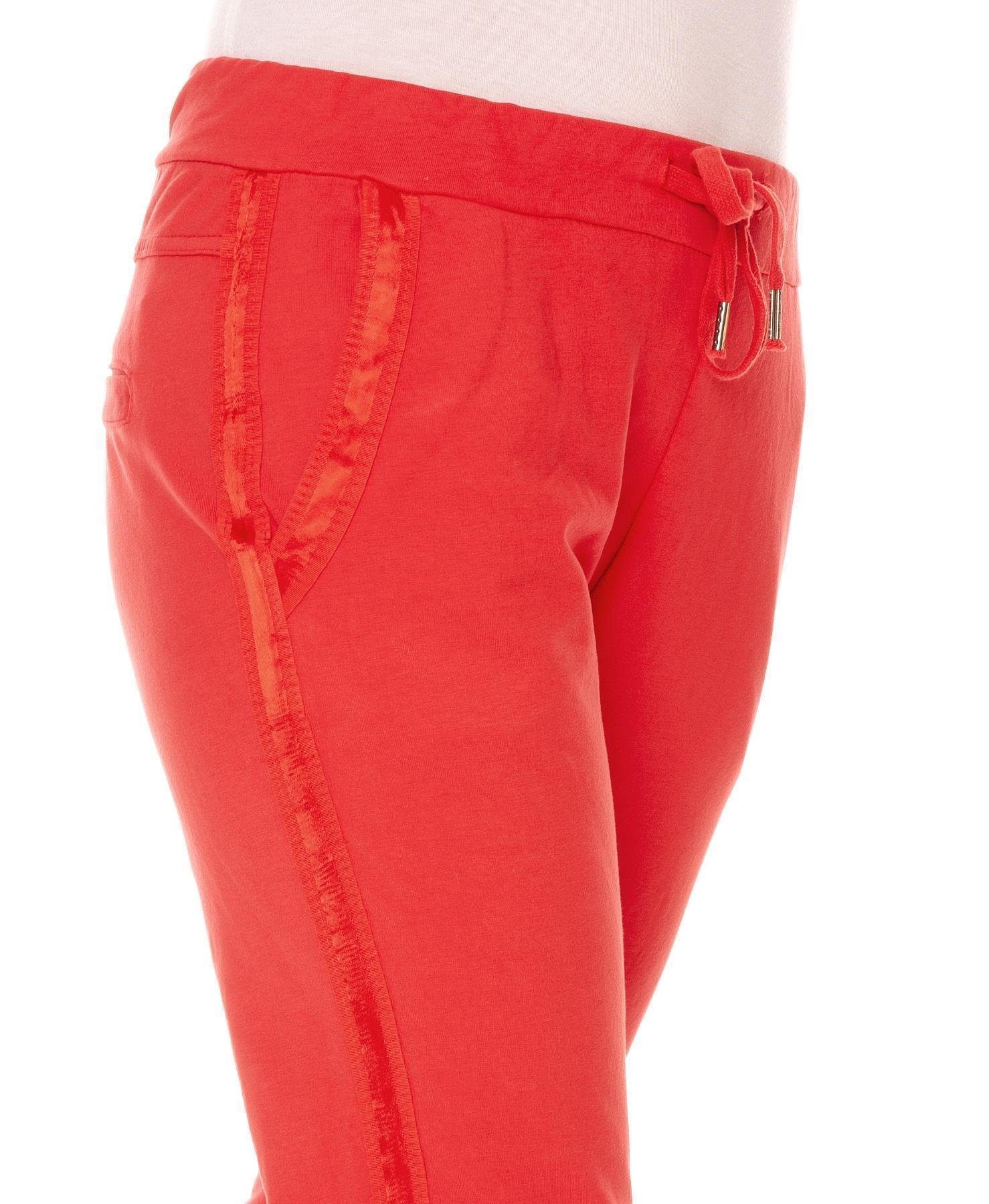 mit Fashion Seitenstreifen Sweathose Rot Easy Sweathose 8181 Young