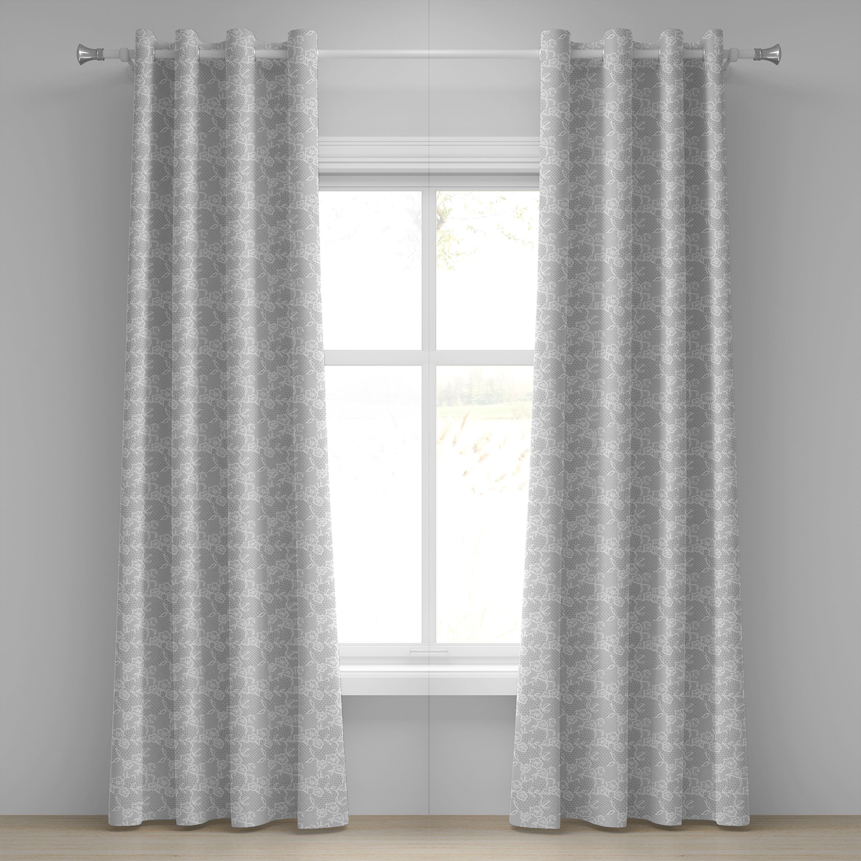 Gardine Dekorative 2-Panel-Fenstervorhänge für Schlafzimmer Wohnzimmer, Abakuhaus, arabisch Oriental-Spitze-Muster