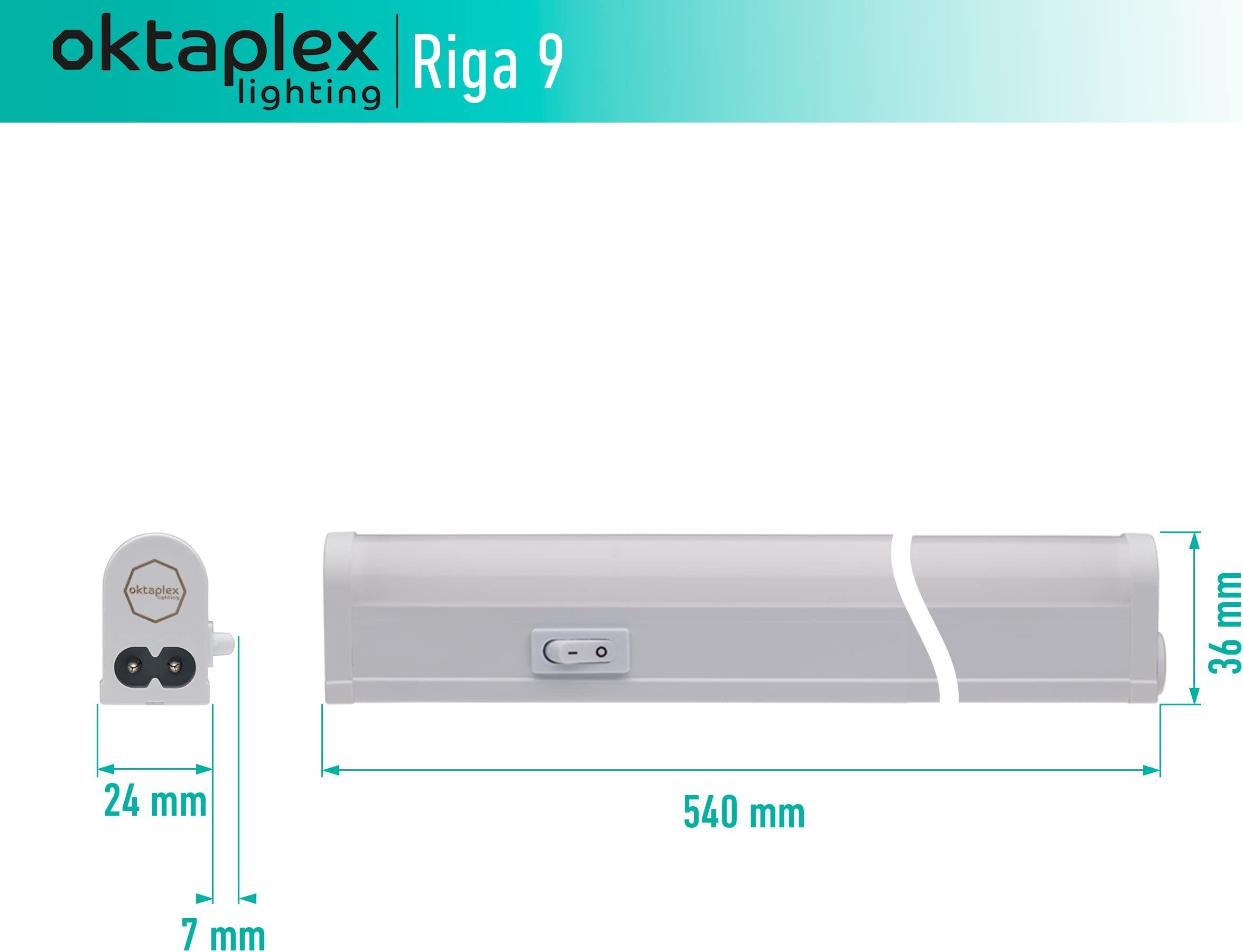 Oktaplex lighting LED Unterbauleuchte Küche LED Riga 54cm 810lm 9W, Ein-/Ausschalter, LED, warmweiß, 3000K Küchenunterbauleuchte erweiterbar Küchenlicht 230V – Bild 4 von 5