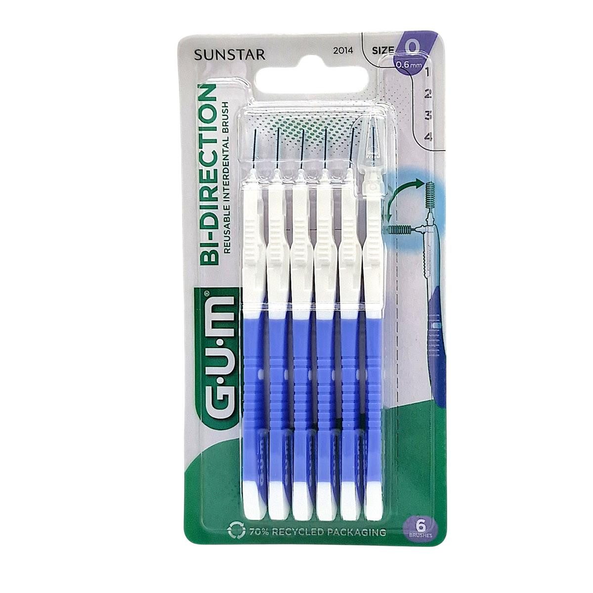 GUM Interdentalbürsten GUM Bi-Direction Interdentalbürsten - Hellblau 0,6mm 6 Stück