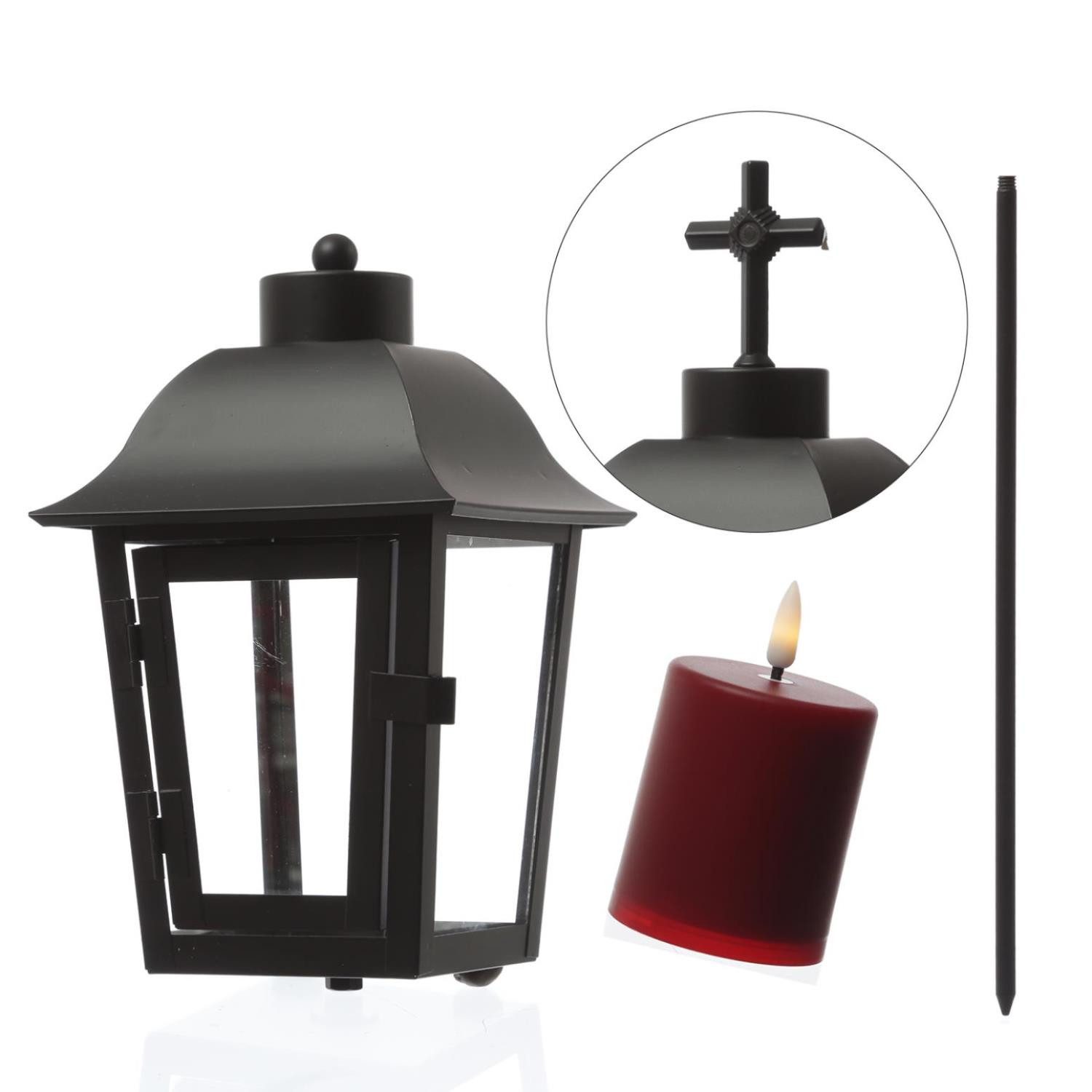 MARELIDA LED Laterne Grablaterne mit Mini LED Kerze Grablicht wechselbare S günstig online kaufen