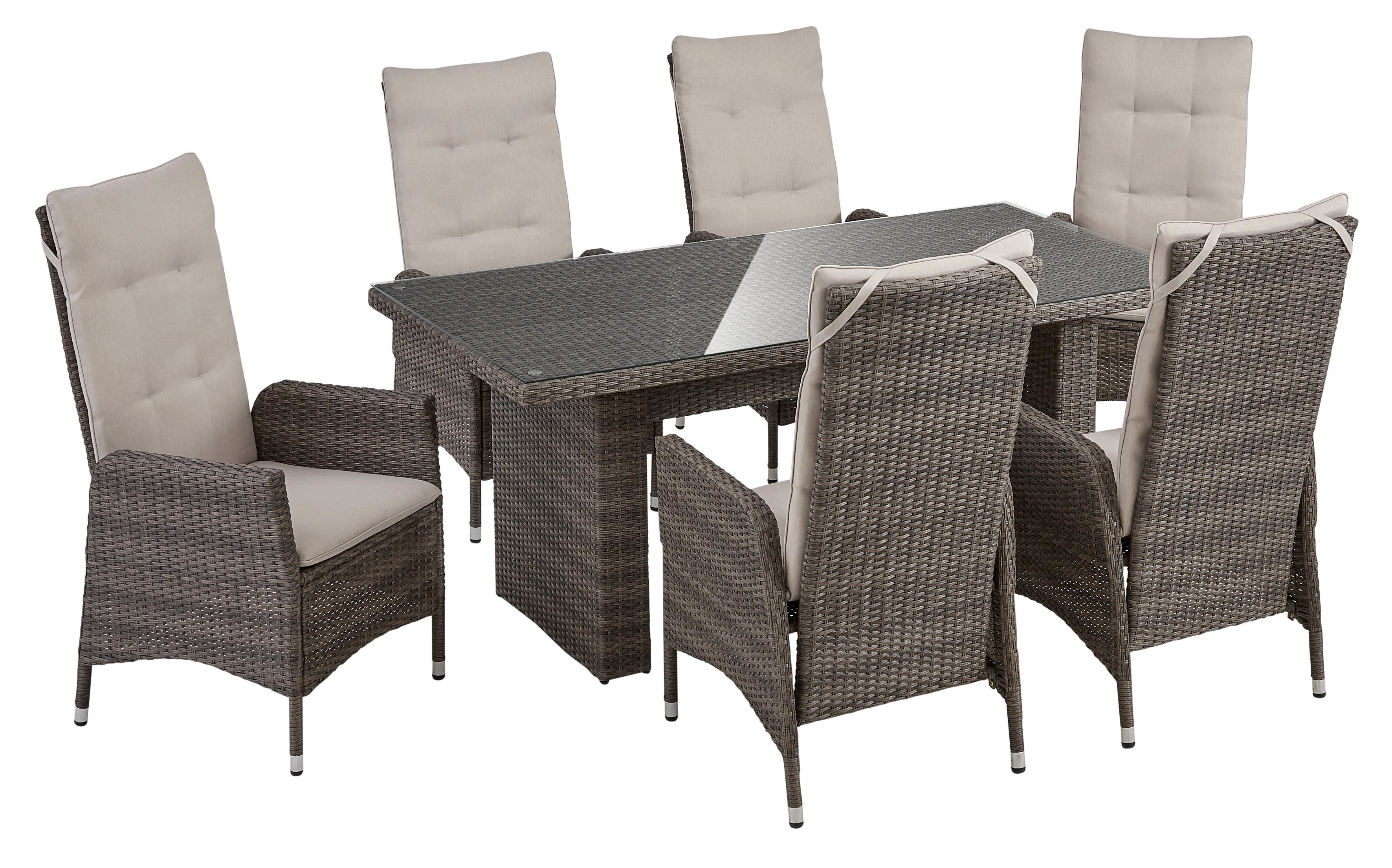 KONIFERA Garten-Essgruppe Casablanca, (Set, 7-tlg., 6x Sessel, 1x Tisch 180 günstig online kaufen