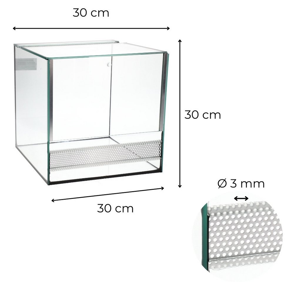 Thumbnail - GarPet Terrarium Glas Terrarium 30x30x30 cm Glasterrarium Falltür Guillotine Tür