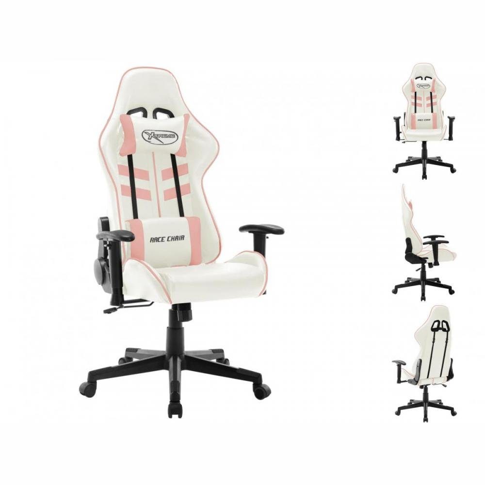 Kunstleder vidaXL Rosa Gaming-Stuhl und Bürostuhl Weiß