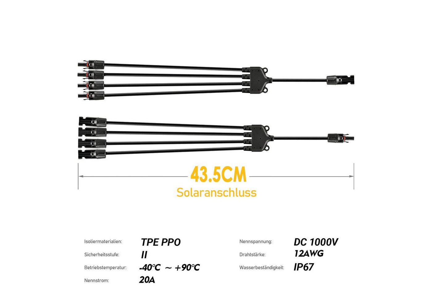Thumbnail - GLIESE Solarmodul Adapterkabel für Photovoltaikmodule. Y-Abzweig Parallel-Adapterkabel