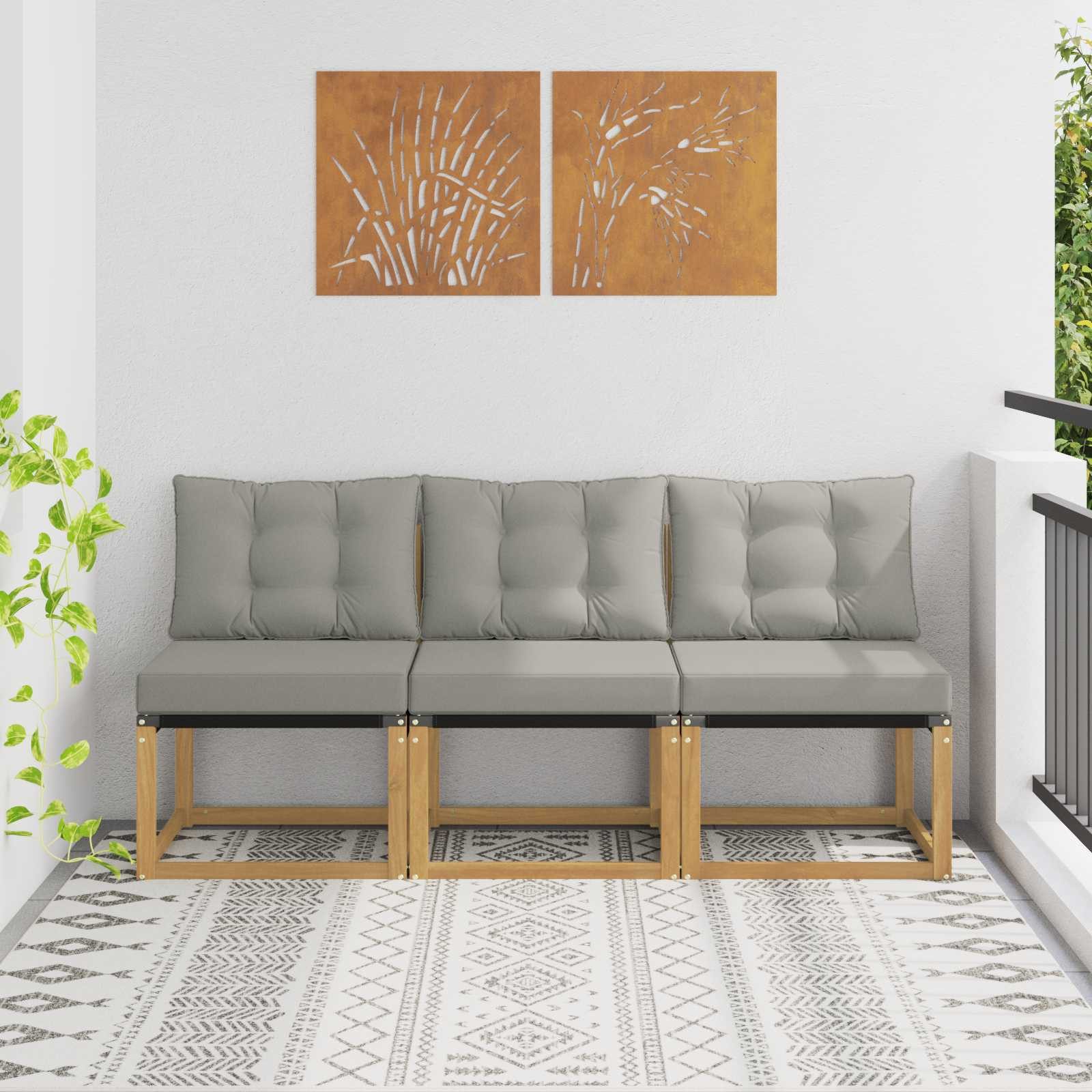 vidaXL Sofaelement 3 Stück Outdoor Mittelsofa (3 St)