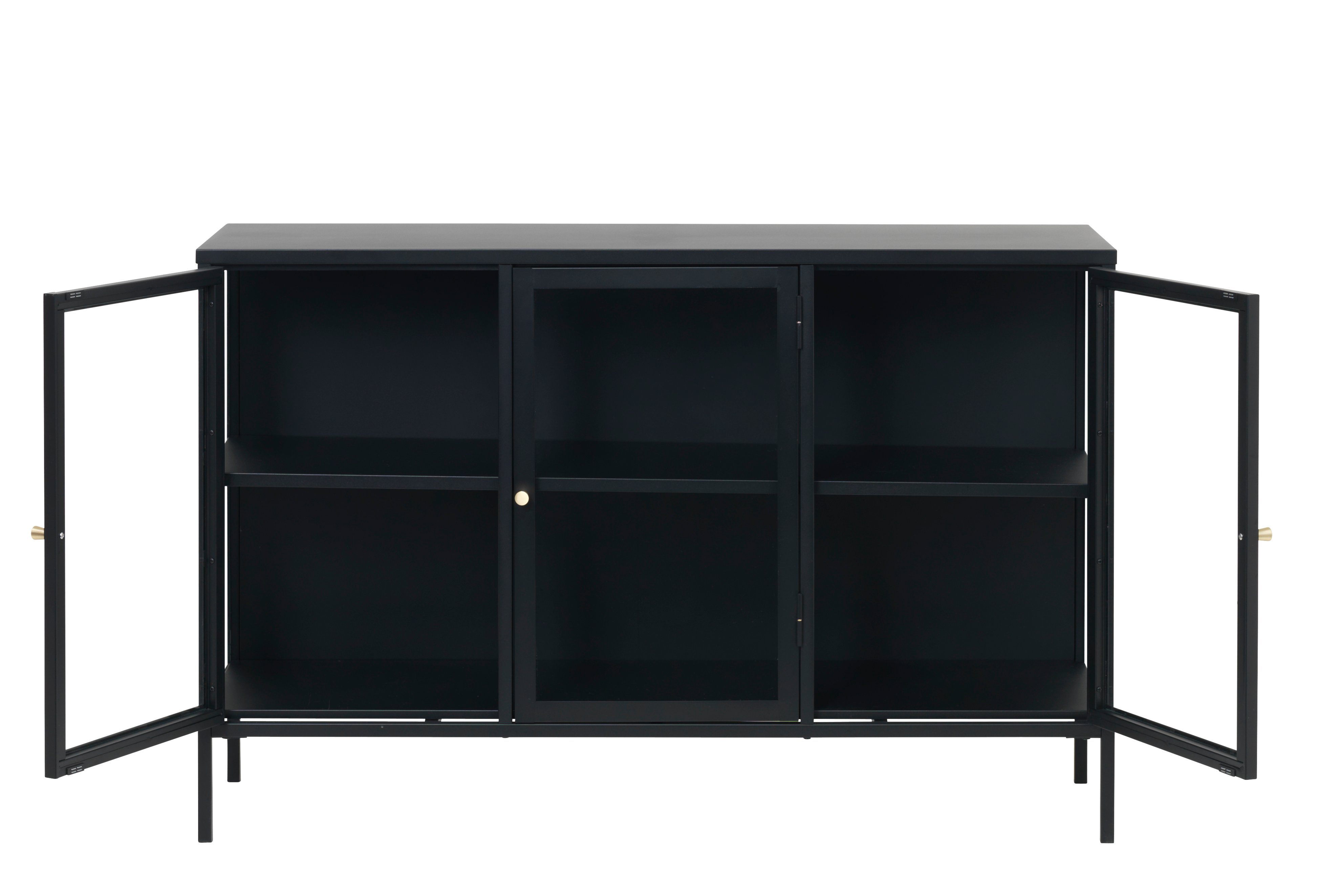 ebuy24 Sideboard Carmel Sideboard mit 3 Glastüren Stahl schwarz.