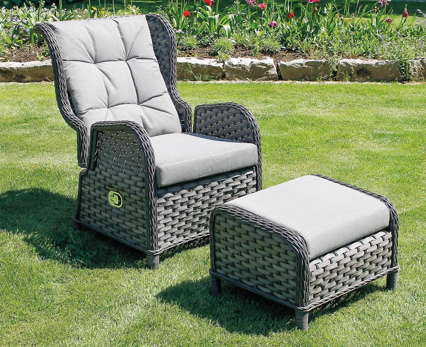 LEX Gartensessel Gartensessel Relaxsessel COMFORT - verstellbare Rückenlehne und Hocker