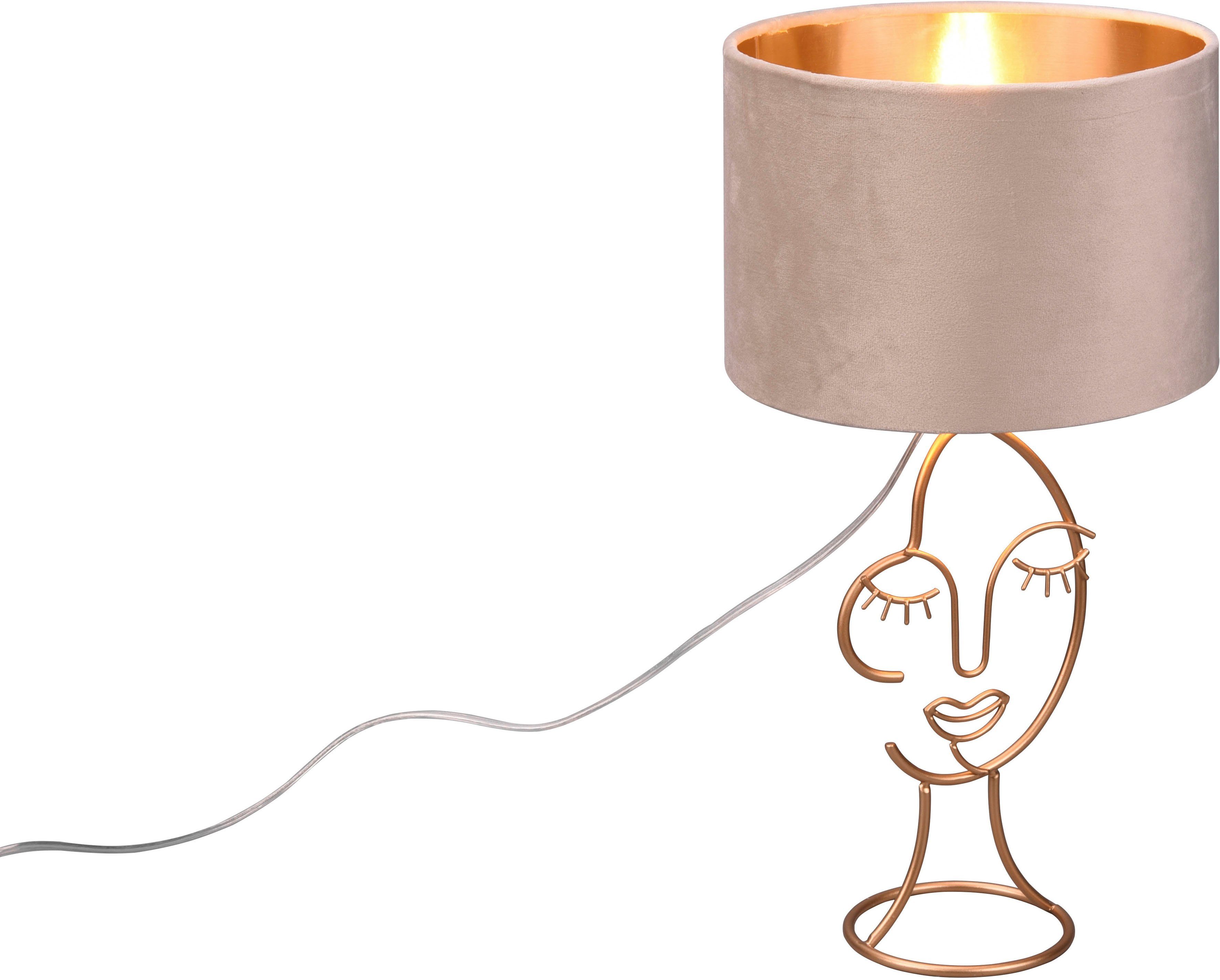 Reality Leuchten Schreibtischlampe Mary, Ein-/Ausschalter, ohne Leuchtmittel, warmweiß - kaltweiß, Deko Tischleuchte Gesicht Schnurschalter exkl 1xE27 max 60W Höhe 45cm