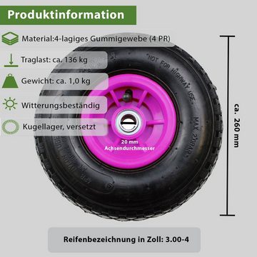 TRUTZHOLM Sackkarren-Rad Luftbereifung Ersatzrad Sackkarrenrad 260x85mm 3.00-4 Bollerwagenrad