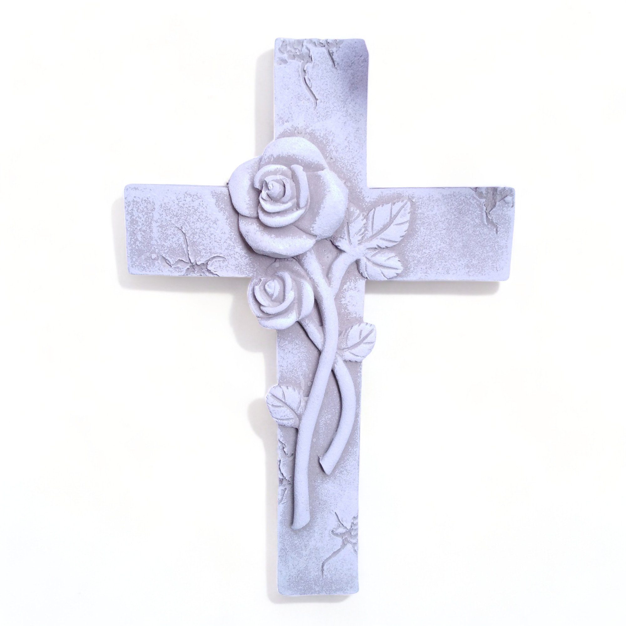 Radami Gartenfigur Kreuz Grabkreuz 3D Rose Grabengel Gedenkstein Grabschmuck Grabdeko – Bild 3 von 3
